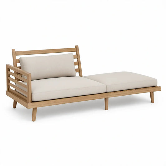 2-teilige Gartenliege aus massivem Akazienholz Naturholz/Beige, 190 x 80 x 73 cm